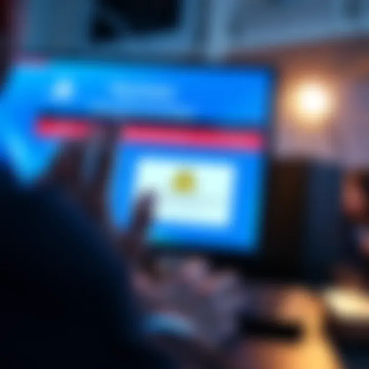 A concerned PlayStation user checking their account security settings on a computer screen with a warning alert about hacking attempts
