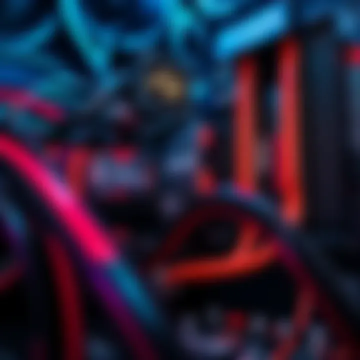 Power Supply Compatibility with Motherboards A close-up of a 1000w EVGA G5 power supply connected to an ASUS ROG Strix X870E motherboard, showcasing cable connections and compatibility aspects.