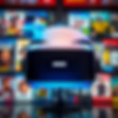 Close-up of PSVR2 headset with a selection of game covers arranged around it