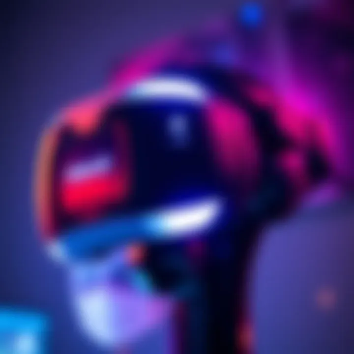 PSVR2 headset with light shield Close-up of a PSVR2 headset featuring a replacement light shield to reduce sweat during gaming.