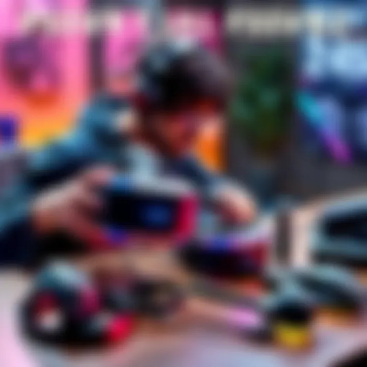 A gamer comparing PSVR1 headset with the new PSVR2 headset and accessories on a table