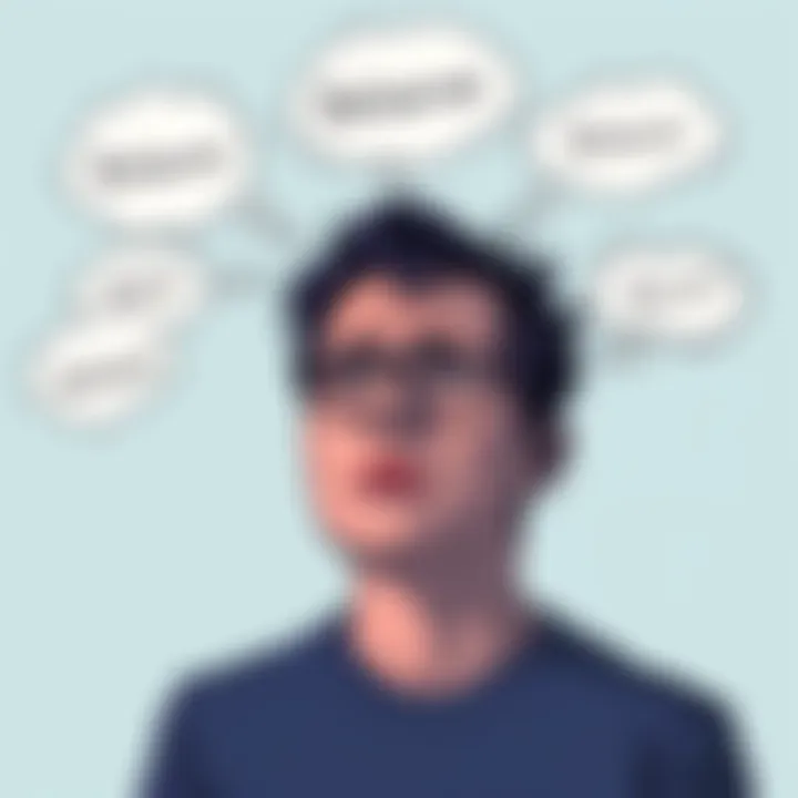 Illustration showing a person looking confused with thought bubbles representing different delusions