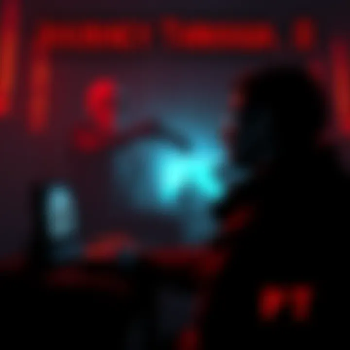 A player immersed in a chilling gaming experience on a modified console, surrounded by dark, eerie visuals of the haunted world of PT.