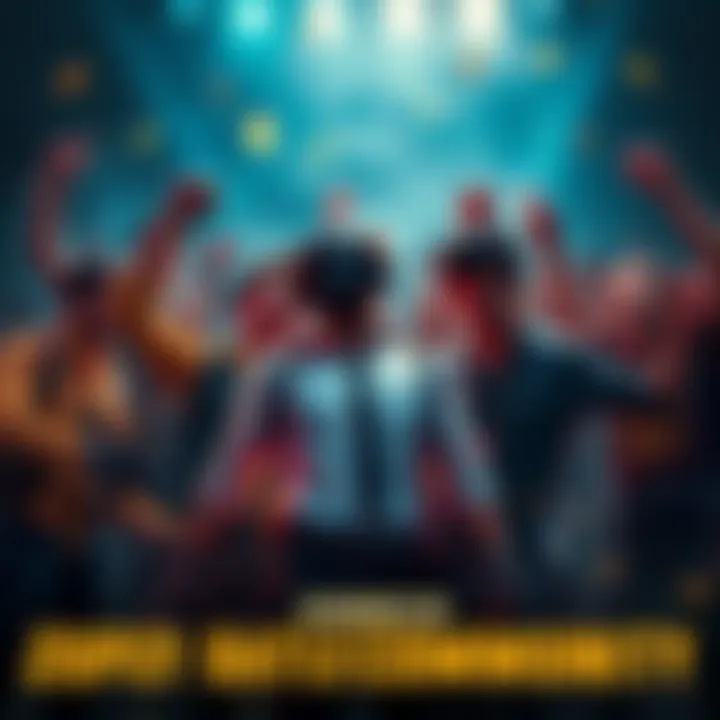 A group of players from the PUBG community celebrating together with joy, showing teamwork and camaraderie in gaming.