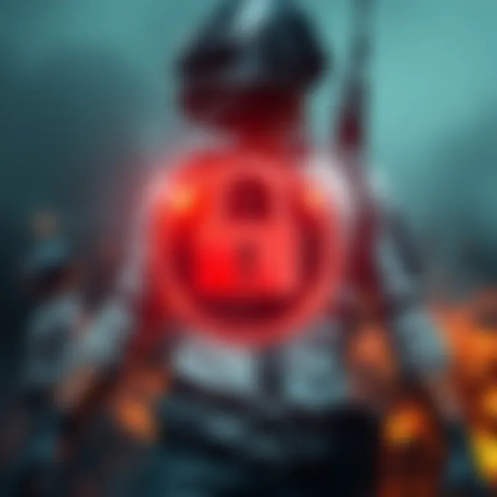 PUBG Mobile Security Alert A graphic depicting a lock symbol over the PUBG Mobile logo, highlighting unresolved security issues.