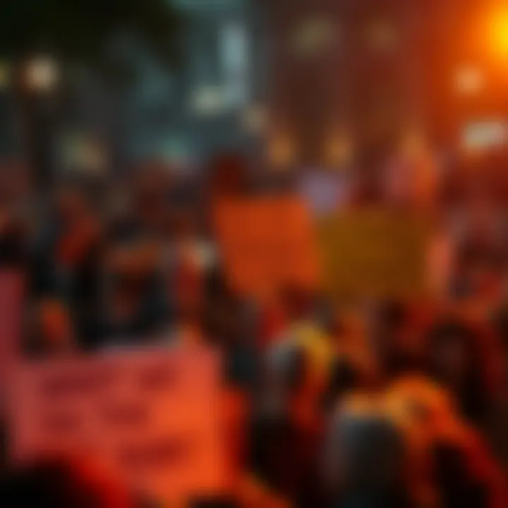 A crowd of people holding signs in protest, showcasing various opinions on societal norms and acceptability.