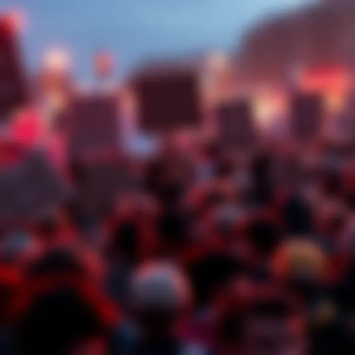 Crowd of people holding signs in a protest against harmful actions, showing their anger and demand for change.