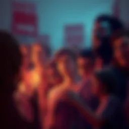 A group of diverse people expressing frustration and anger, reflecting the week's backlash and rising tensions in society.