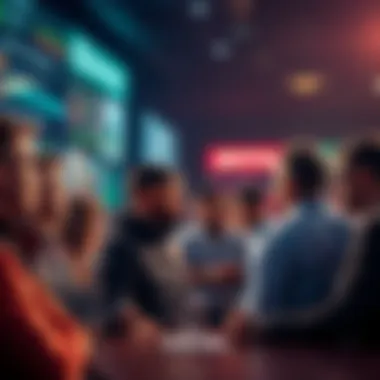 A visual comparison showing a group of people discussing public companies while another group talks about Steam remaining private