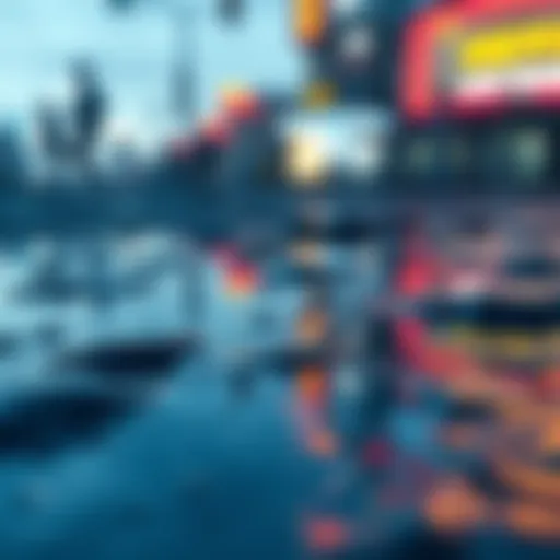 Close-up of puddle reflections showing realistic graphics in Lost Soul Aside