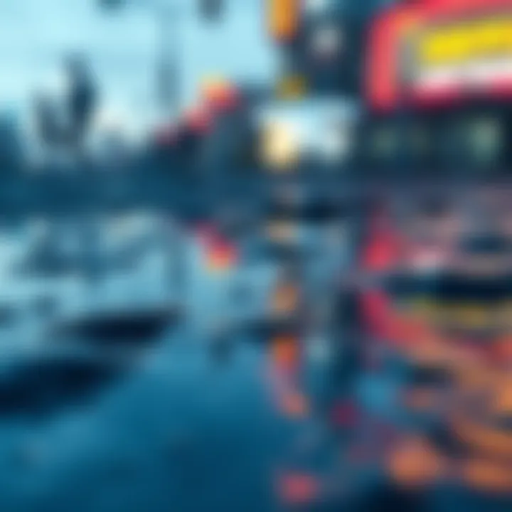 Close-up of puddle reflections showing realistic graphics in Lost Soul Aside