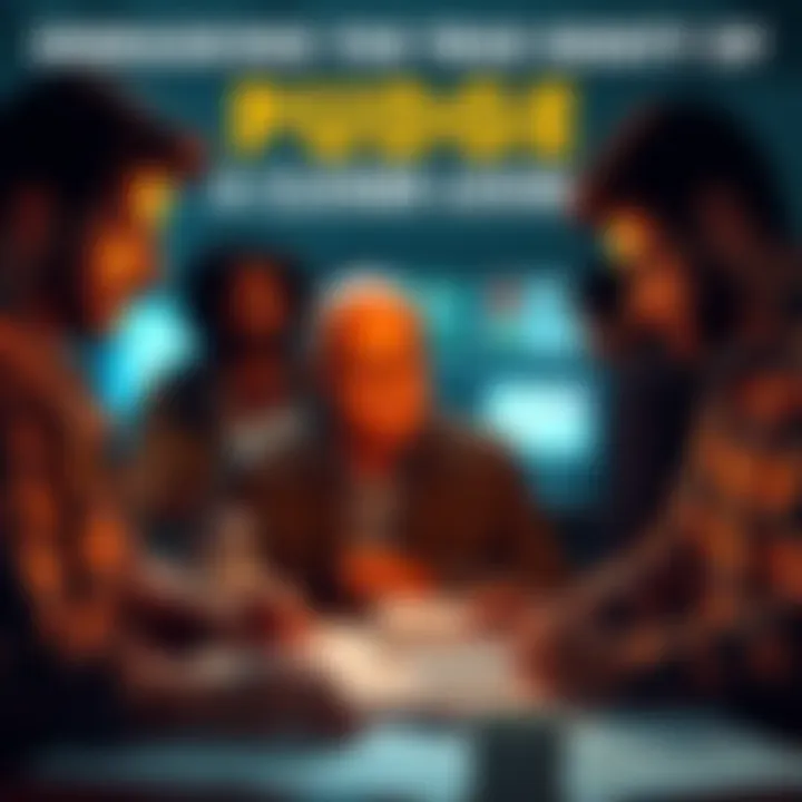 A group of people discussing clues about Pudge's identity with charts and notes in front of them.