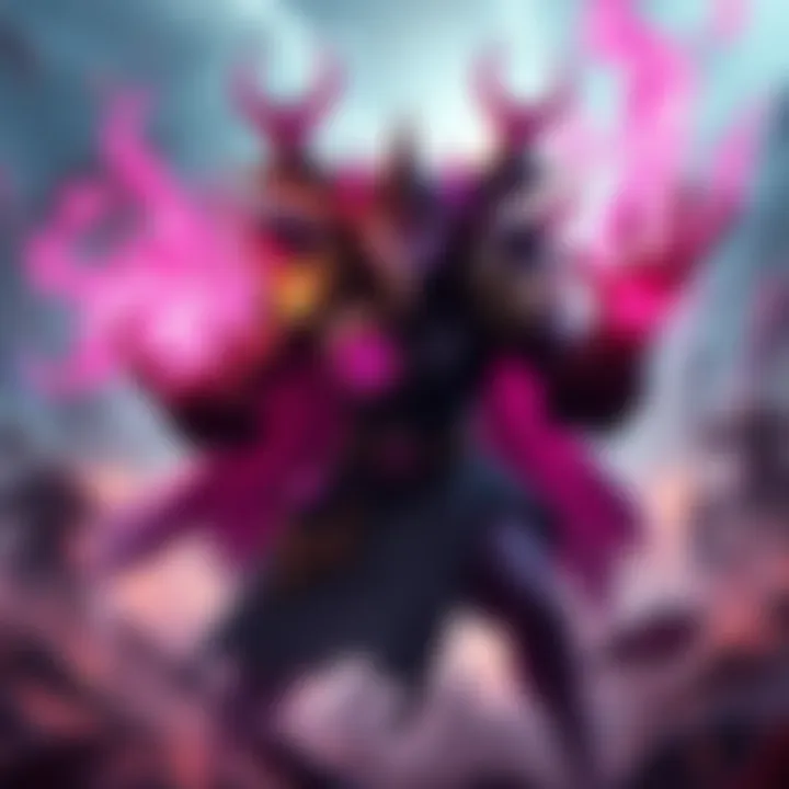 Pugna, a Dota 2 hero, displayed casting spells with glowing effects, surrounded by a vibrant battlefield.