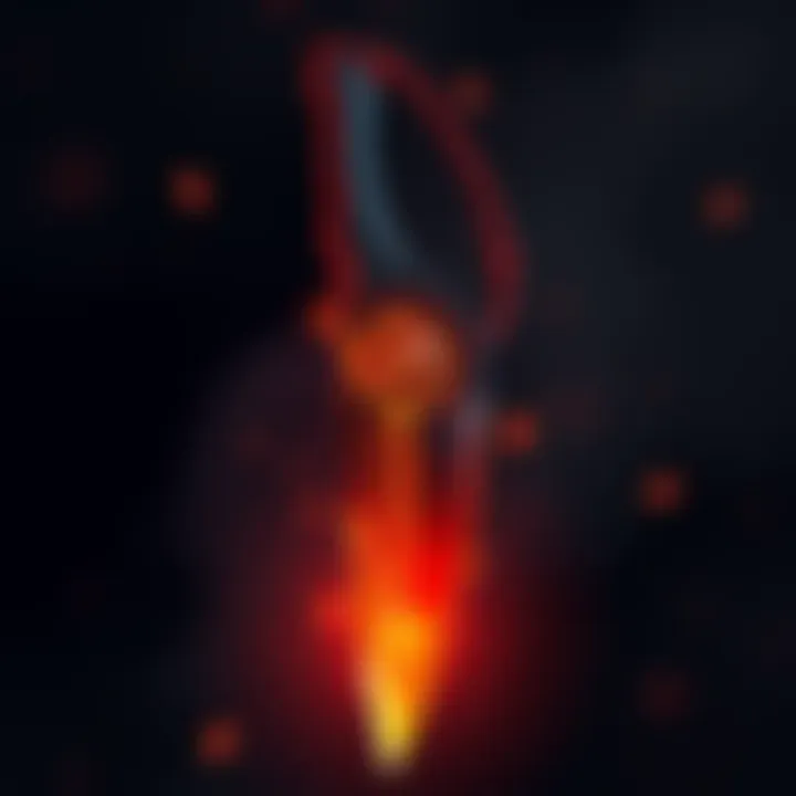 Fanart of a Pulse Blade kunai with an orange glimmer, showcasing its unique design for tattoo ideas