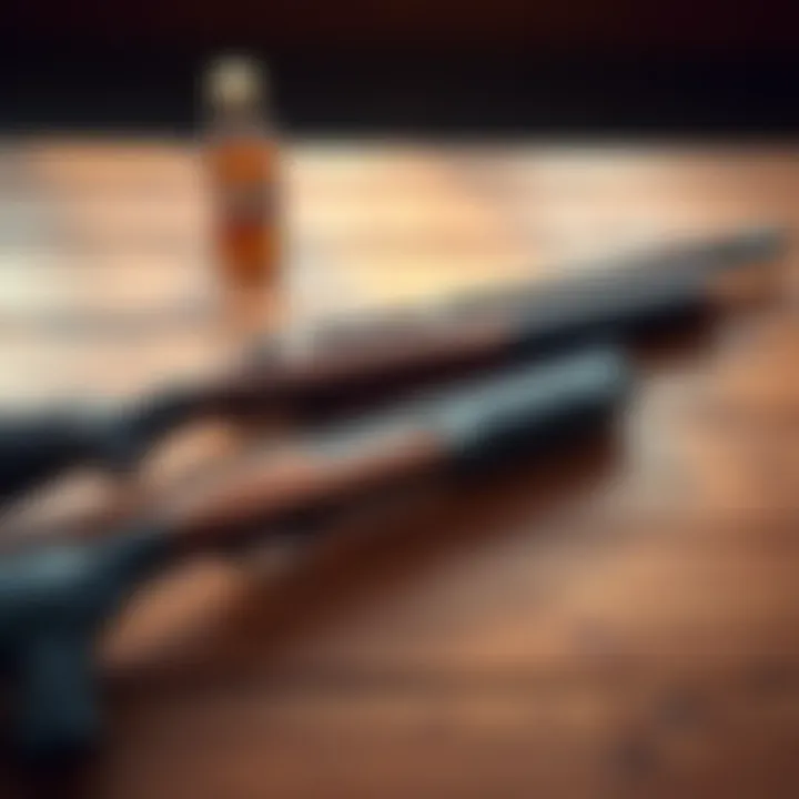 Pump Shotguns Comparison A side-by-side view of HSO, BY15, and KRM pump shotguns on a wooden table, highlighting their designs and features.