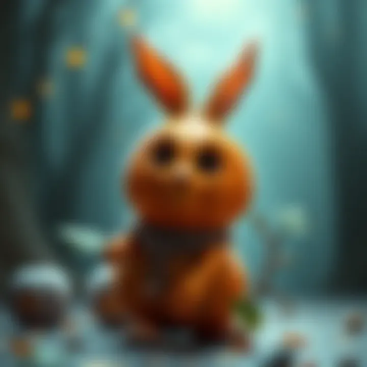 A creative illustration of a rabbit with a pumpkin body, blending elements of folklore and creativity.