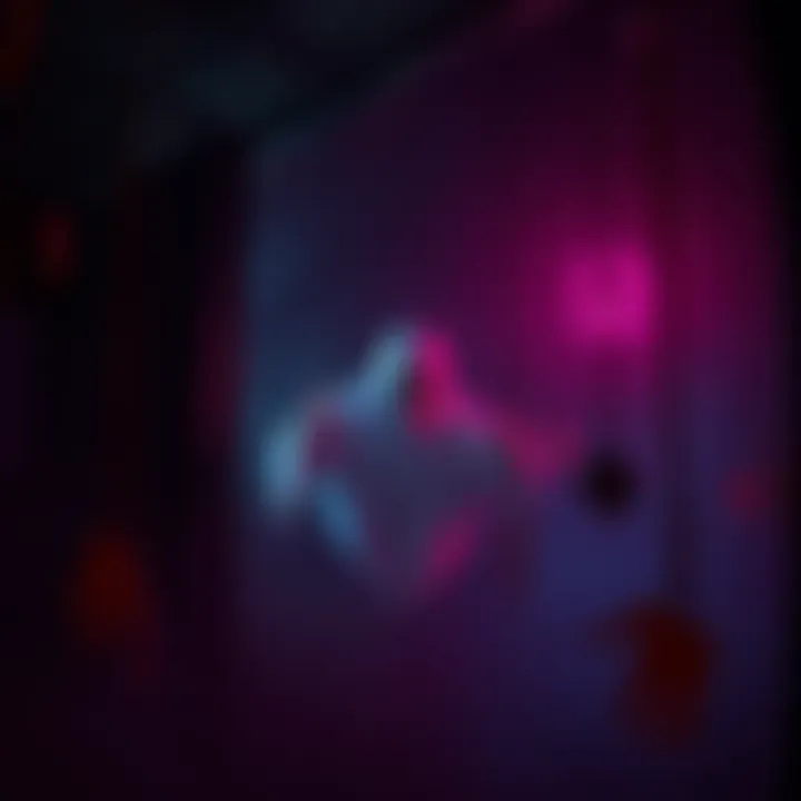 A dark, eerie setting from a Puppet Combo game featuring a ghostly figure and unsettling atmosphere