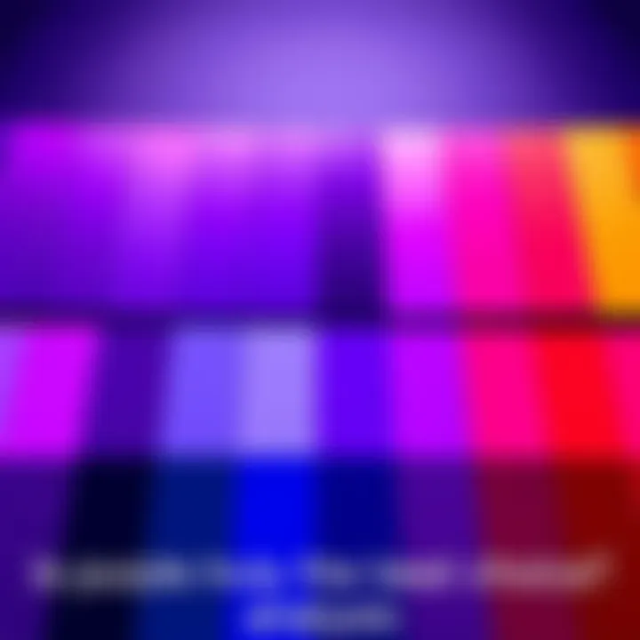 A color palette showcasing various shades of purple along with comparison to other colors.
