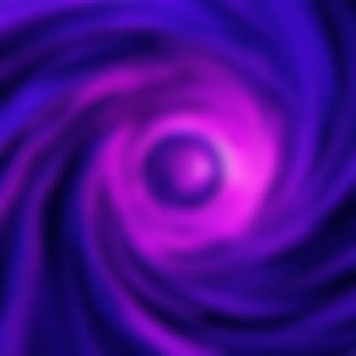 A swirling purple vortex with bright inner colors, showing movement and energy