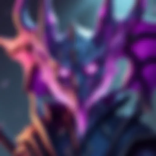 A vibrant purple drow character with an immortal status in a fantasy game setting, showcasing the character's unique features and design.