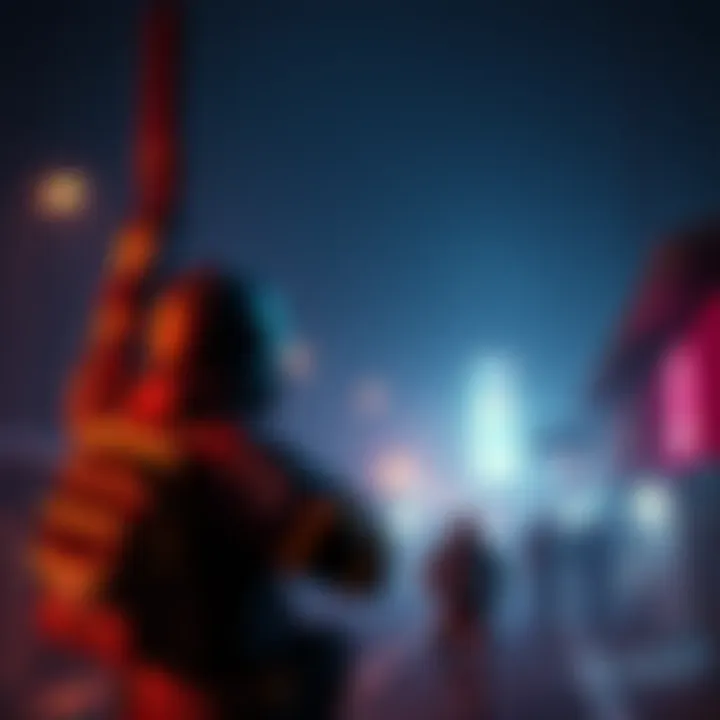 A PvE player equipped for PvP raises their weapon during a night raid, showcasing a mix of excitement and nervousness in a dark environment.