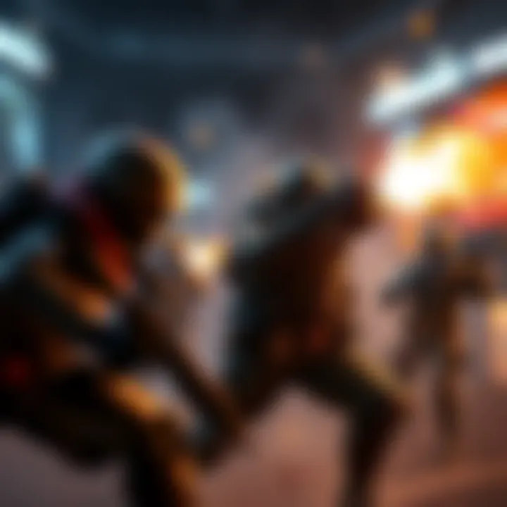 A scene depicting PvE players being targeted by aggressive PvP characters in a game environment, showing tension and conflict.