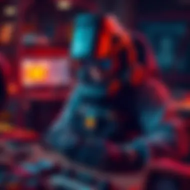 PVE raider preparing loadout A gamer organizing gear and strategies for PVE raiding, showcasing popular items like Tempest and Hullcracker