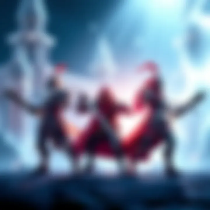Three character figures representing different levels for PVP invasions in a fantasy setting, each depicted in a battle stance, ready for combat.