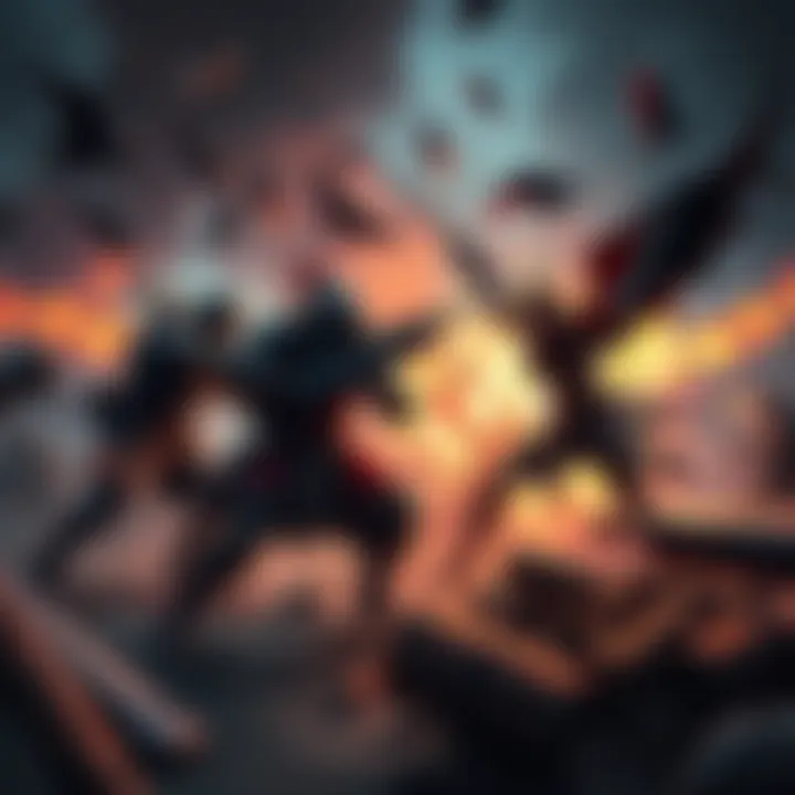 A chaotic PvP battle where players fight fiercely, showing signs of greed and desperation with weapons drawn and resources scattered around them.