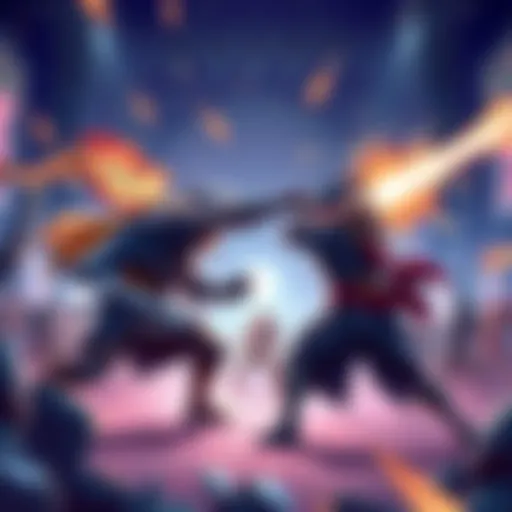 Illustration of players battling in a PVP event, showcasing intense action with gear being exchanged after defeats.