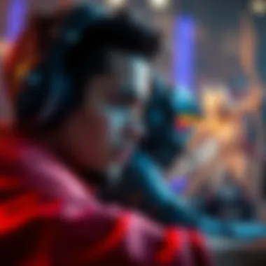 A PvP player looks conflicted while engaged in a gaming battle against a PvE character, illustrating the emotional struggle of competition and empathy in gaming.