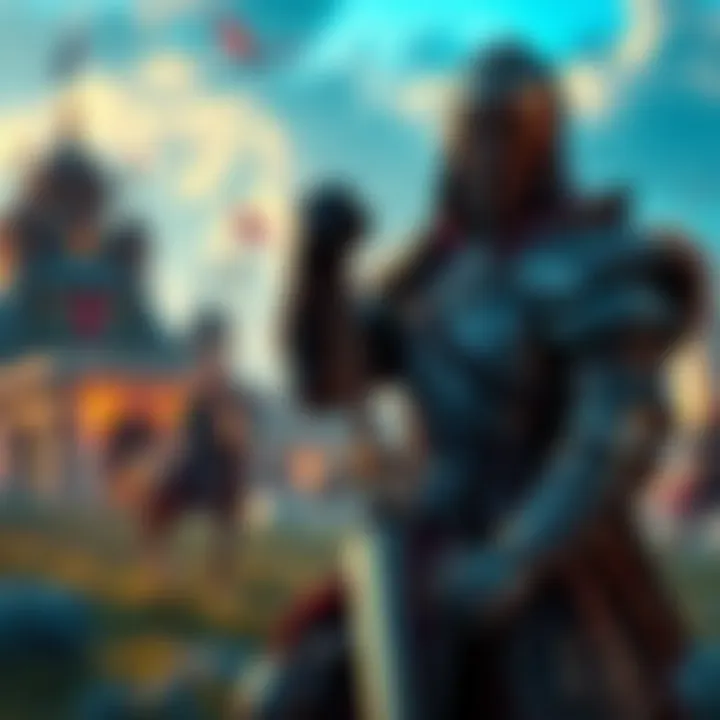 PvP Strategy Guide Cover A warrior character in armor preparing for battle in a fantasy landscape, showcasing skills for PvP and PvE combat