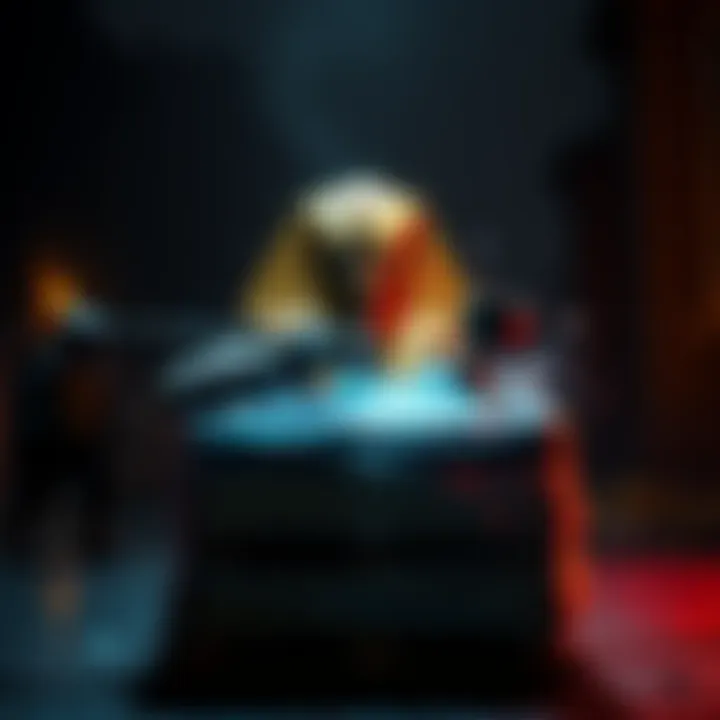 Pyramid Head using the Obsidian Goblet to break a Chem Trapped pallet in a dark game setting