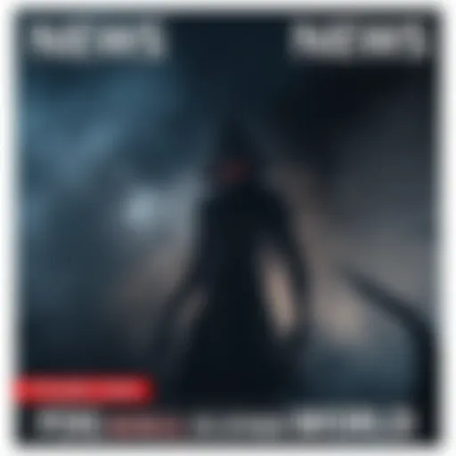 A tall, menacing figure with a pyramid-shaped helmet stands in a foggy environment, surrounded by shadows, symbolizing his presence in the Other World.