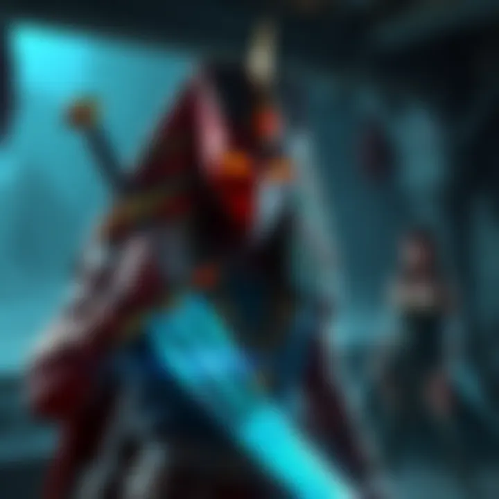 Pyramid Head character with a sword and Cheryl character in a game setting