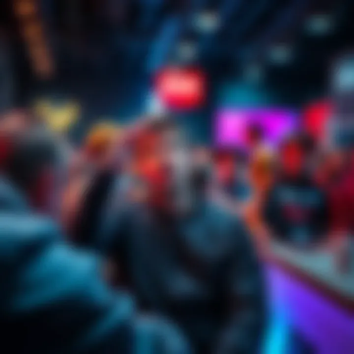 Pythonselkan speaking at a gaming event, surrounded by fans and peers in the MGS community.