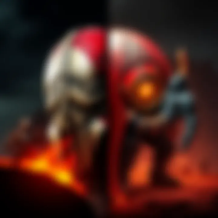 A side-by-side visual comparison of Quake and Doom game graphics, highlighting unique design elements from both games.