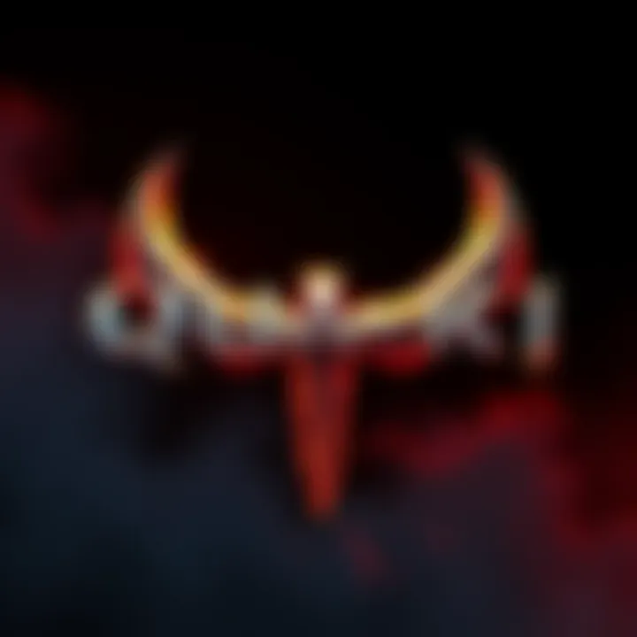 Large transparent logo of Quake 1 for t-shirt design