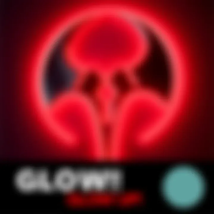 A glowing wall lamp shaped like the Quake III logo, featuring black and red colors with LED lighting