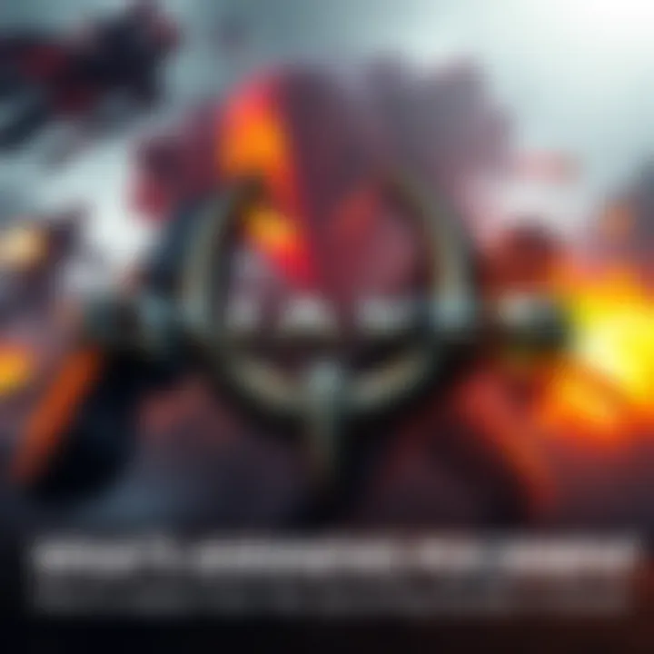 A bold graphic featuring the Quake 5 logo with dynamic background visuals showing action and excitement.