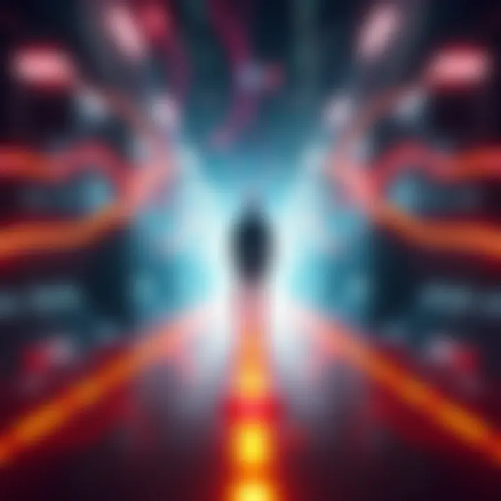 A symbolic representation of a person standing at a fork in multiple timelines, illustrating choices and survival across different branches of history.