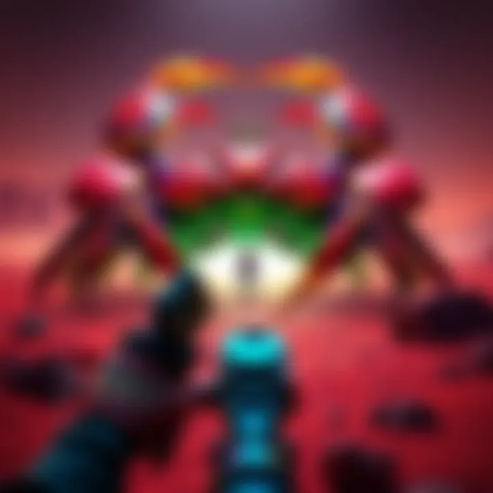 Queen Bismuth Crab Battle A player facing the Queen Bismuth Crab in a vibrant desert setting, showcasing the crab's colorful appearance and massive claws during a boss battle.