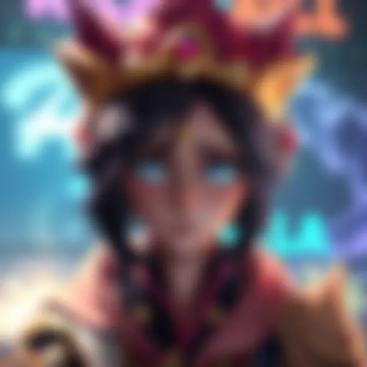 A gaming character representing Queen looking worried, overshadowed by a stronger character named Kiriko. The scene shows a vibrant gaming background, illustrating the competitive atmosphere.