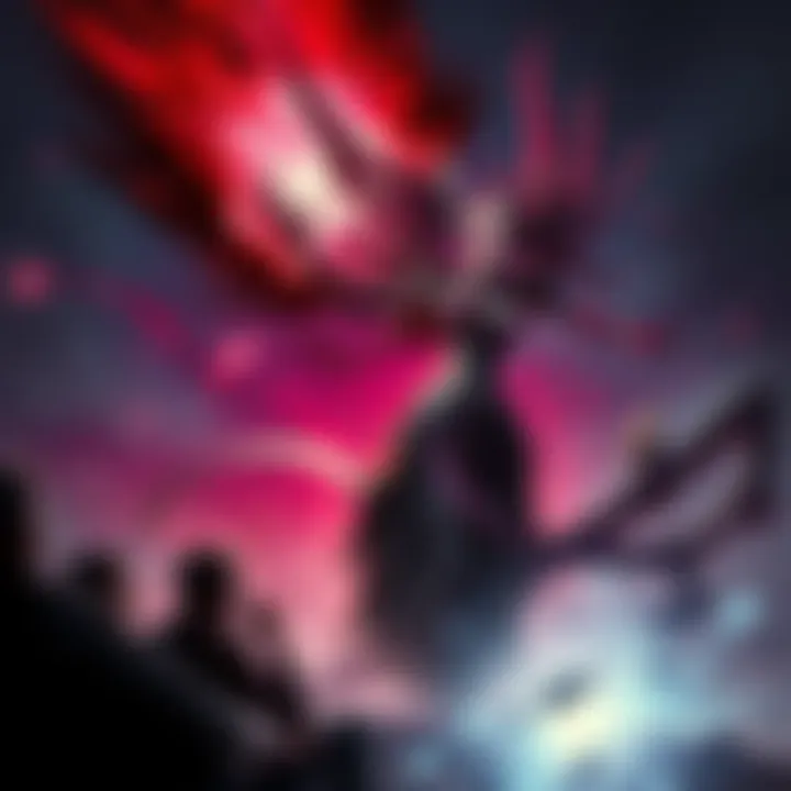 Queen of Pain character using Shadow Strike ability with swirling dark energy around her, players watching in confusion.