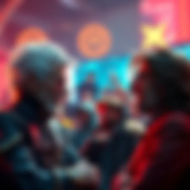 Quent and Keith engaged in a humorous debate, with fans reacting in the background, showcasing mixed emotions