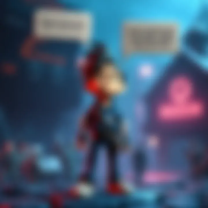 A video game character standing with two dialogue options above their head, showcasing a humorous interaction in a quest.