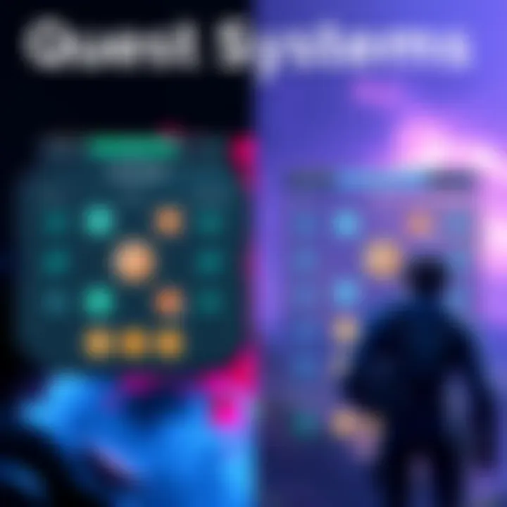 Quest System Comparison Side-by-side view of a new quest system interface and Fortnite's quest layout, showcasing their similarities in design and functionality.