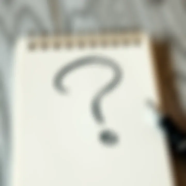 A notepad with a large question mark drawn on it, representing inquiry and exploration of meaning.