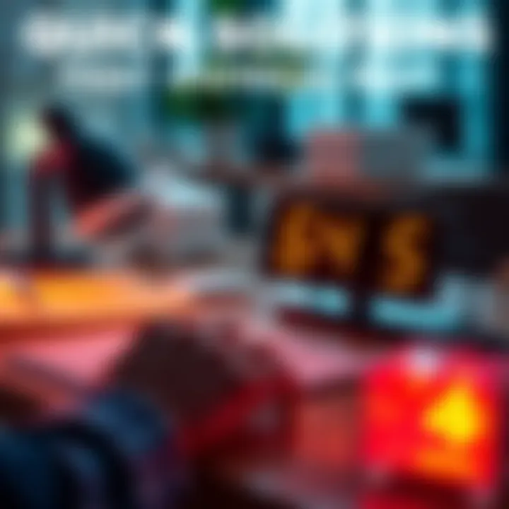 Quick Solutions A person completing a task quickly at a desk with a timer showing five minutes.