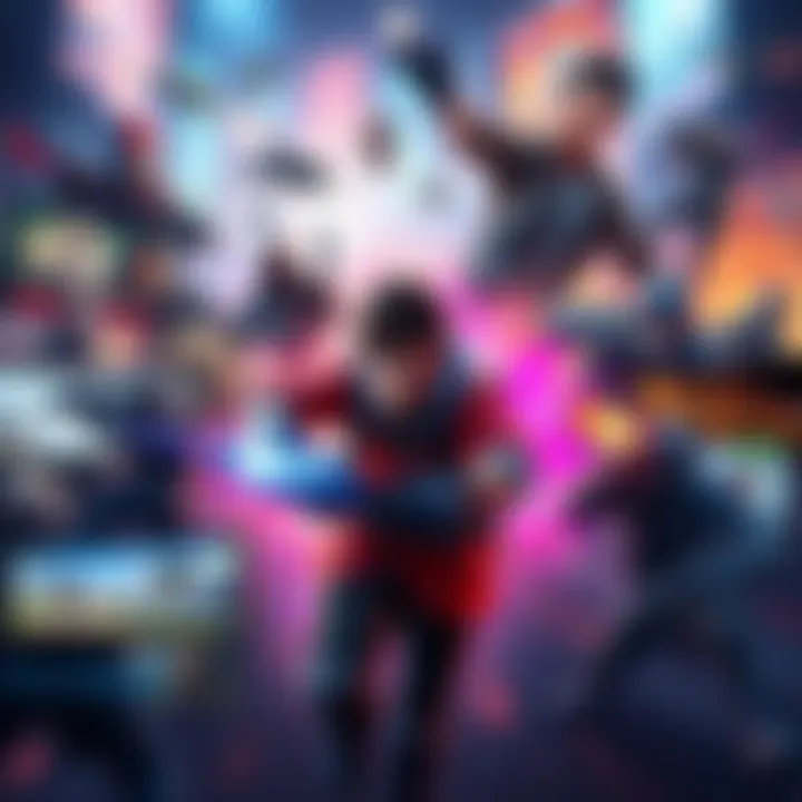 A collage of popular online multiplayer games with action scenes and characters in a fast-paced gameplay setting.